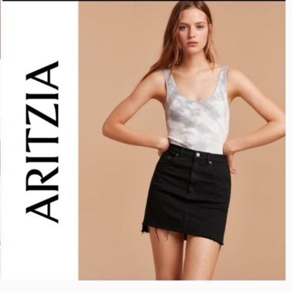 Aritzia Black Denim Mini Skirt - Picture 1 of 8